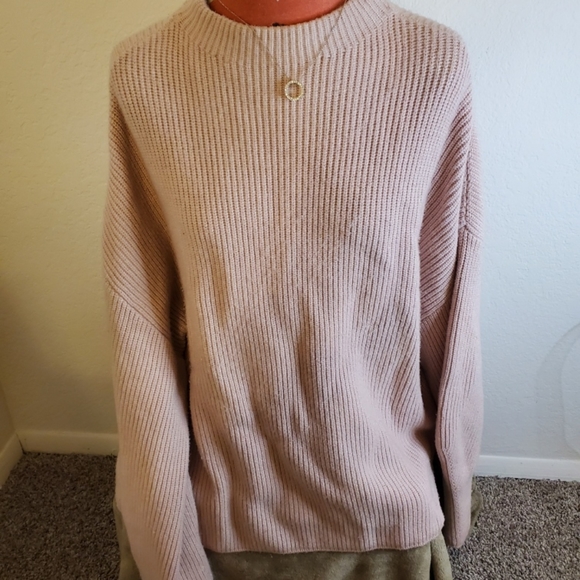 Express Sweaters - Express Soft Pink Oversized Crewneck Sweater Size XL